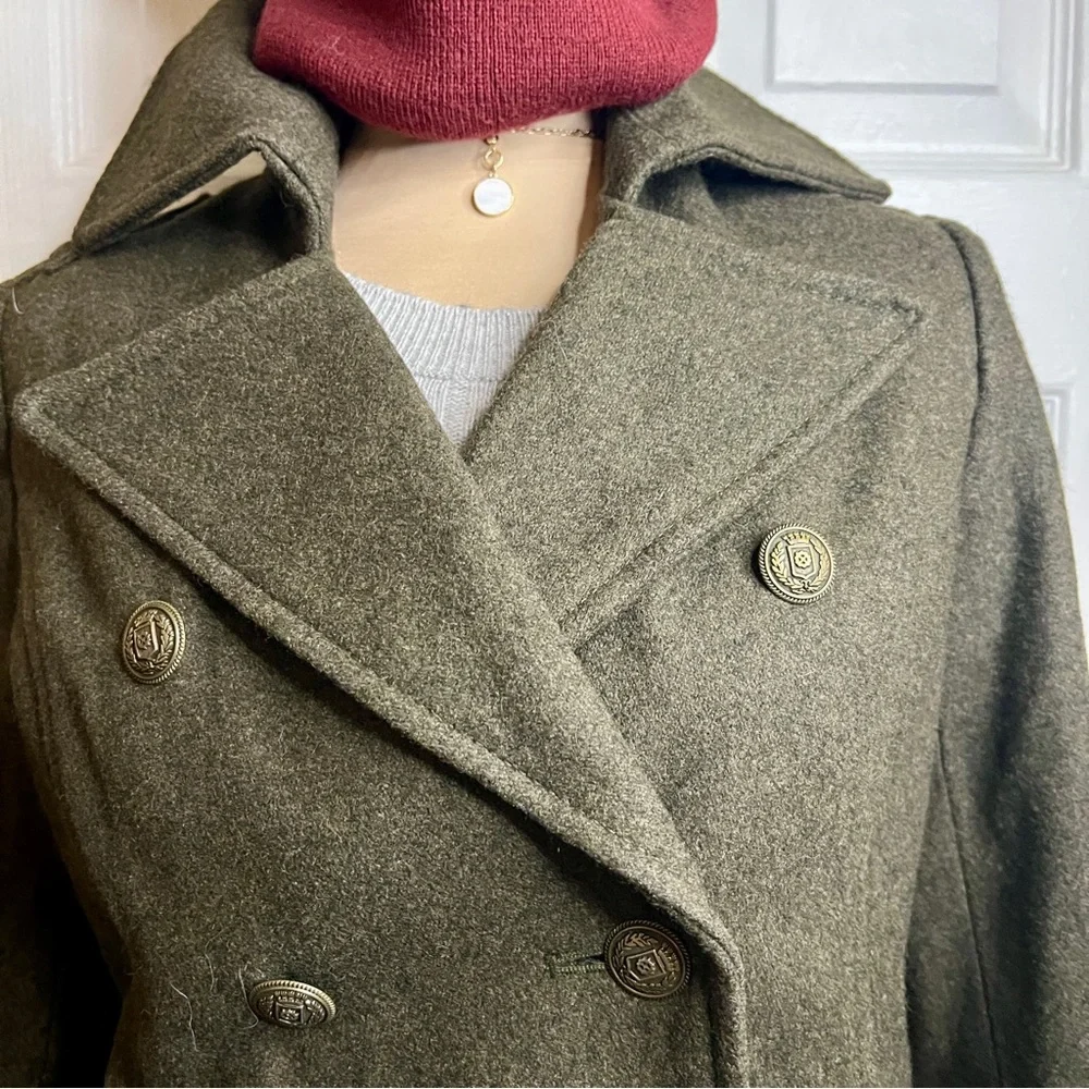 Old Navy Wms‎ Wool Blend Moss Green Military Crop Lined Retro Preppy Jacket S